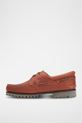 Chaussures bateau en cuir - Orange
