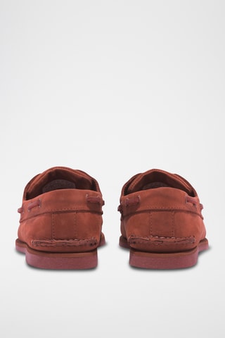 Chaussures bateau en nubuck - Rouge brique