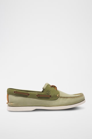 Chaussures bateau en nubuck - Vert
