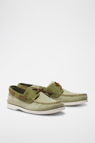 Chaussures bateau en nubuck - Vert