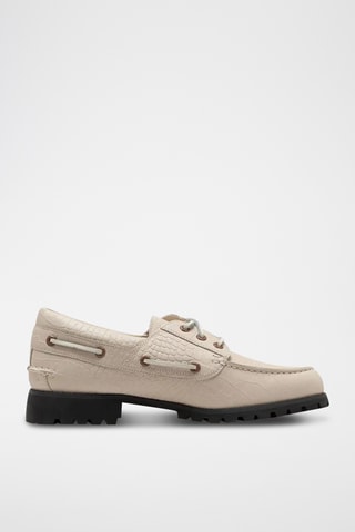 Chaussures bateau en cuir - Beige clair