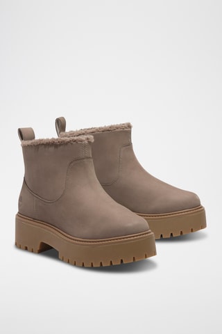 Bottines fourrées en nubuck - Taupe
