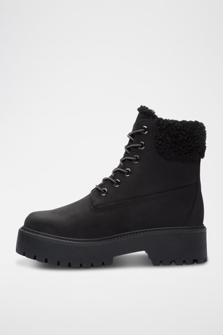 Bottines fourrées en nubuck - Noir