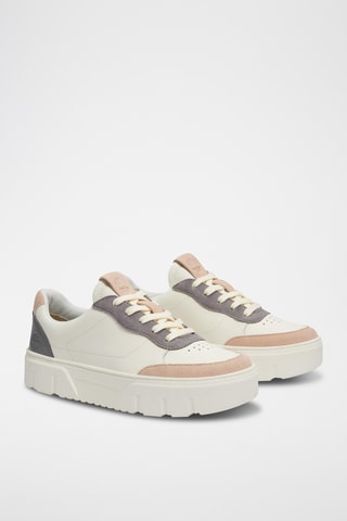 Baskets plateformes en cuir - Gris foncé et blanc