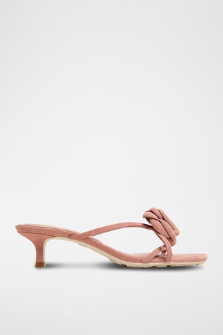 Mules à talons en cuir Sofiane - Rose poudré