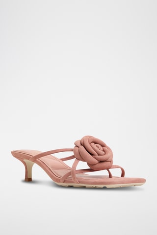 Mules à talons en cuir Sofiane - Rose poudré