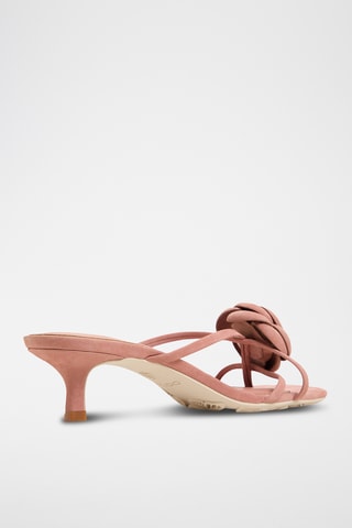 Mules à talons en cuir Sofiane - Rose poudré