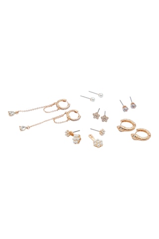 5 paires de puces, créoles et boucles d’oreilles Blossoms - Doré