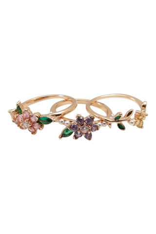3 bagues Floralgems - Doré