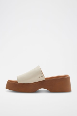 Mules compensées en cuir Yassu - Blanc
