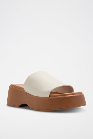Mules compensées en cuir Yassu - Blanc