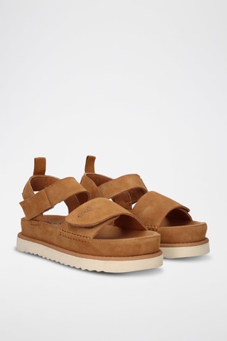 Sandales plateformes en cuir - Camel