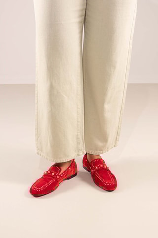 Mocassins en nubuck - Rouge