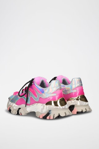 Sneakers plateformes en cuir - Rose