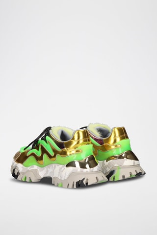 Sneakers plateformes en cuir - Vert