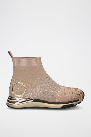 Baskets chaussettes - Taupe et doré