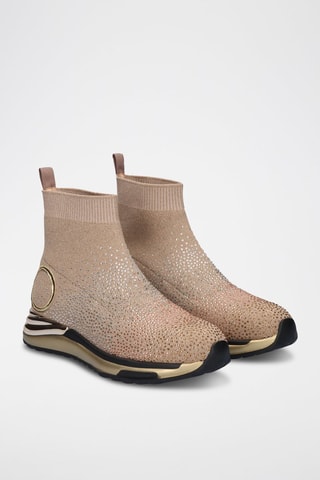 Baskets chaussettes - Taupe et doré