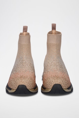 Baskets chaussettes - Taupe et doré