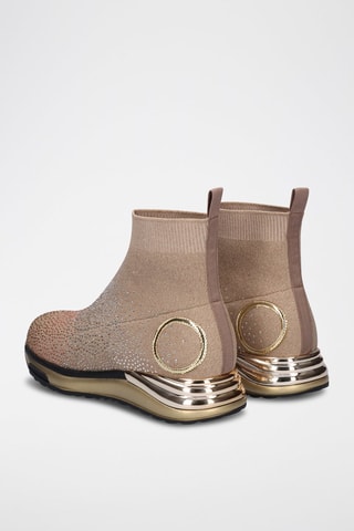Baskets chaussettes - Taupe et doré