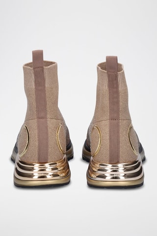 Baskets chaussettes - Taupe et doré