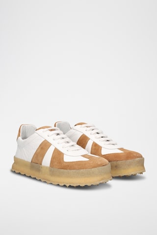 Baskets plateformes en cuir - Camel