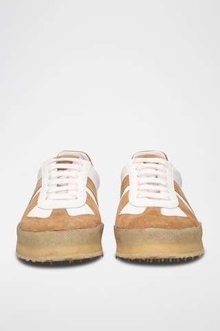 Baskets plateformes en cuir - Camel