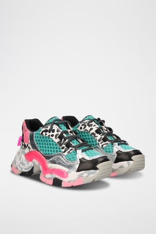 Sneakers plateformes en cuir - Vert