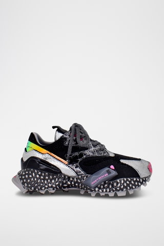Sneakers plateformes en cuir - Noir