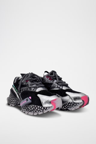 Sneakers plateformes en cuir - Noir