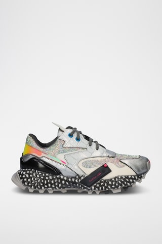 Sneakers plateformes en cuir - Gris