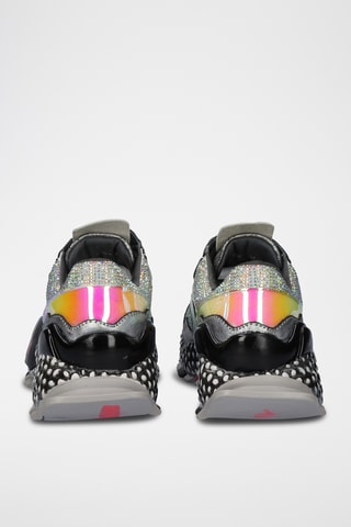 Sneakers plateformes en cuir - Gris