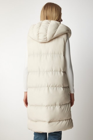 Doudoune longue sans manches - Beige