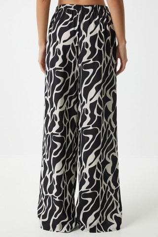 Pantalon palazzo taille haute - Écru et noir