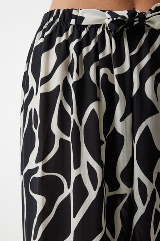 Pantalon palazzo taille haute - Écru et noir