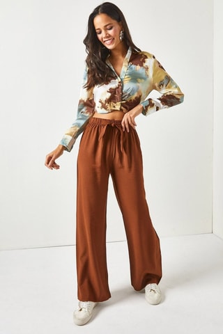 Pantalon palazzo - Marron
