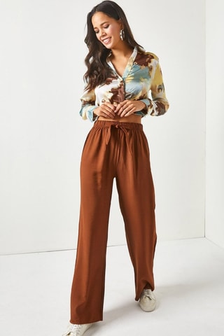 Pantalon palazzo - Marron