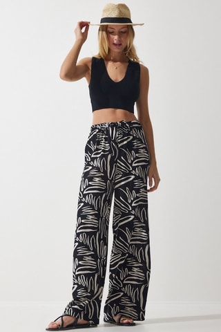Pantalon palazzo - Noir et écru