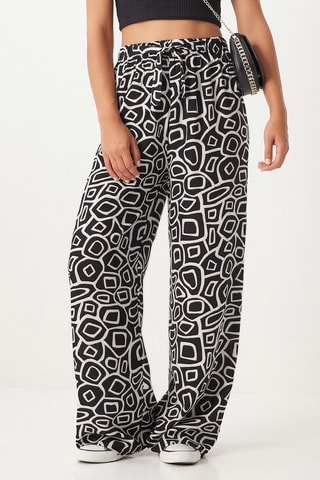 Pantalon palazzo taille haute - Noir et blanc