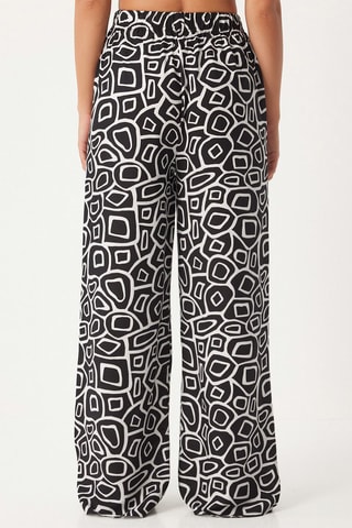 Pantalon palazzo taille haute - Noir et blanc
