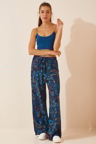 Pantalon wide legs - 
Bleu
