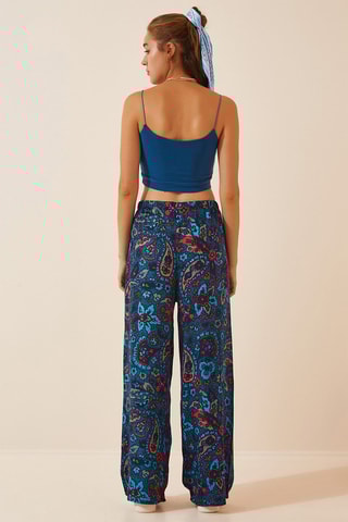 Pantalon wide legs - 
Bleu