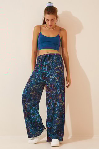 Pantalon wide legs - 
Bleu