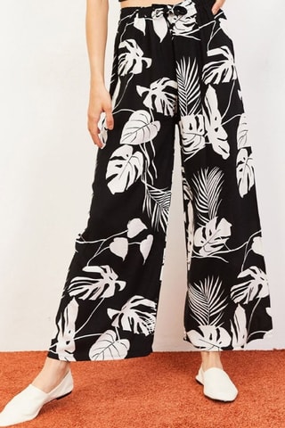 Pantalon large taille haute - Noir