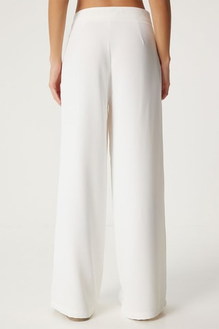 Pantalon palazzo taille haute - Blanc