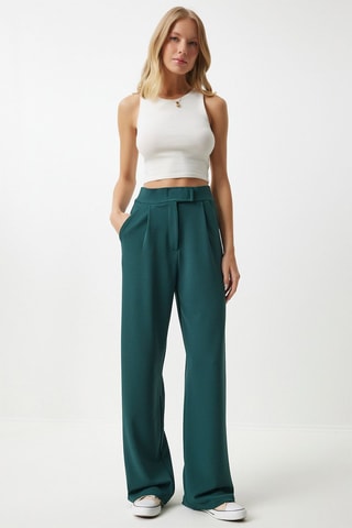 Pantalon taille haute - Vert émeraude