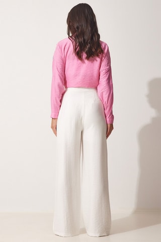 Pantalon palazzo taille haute Blanc