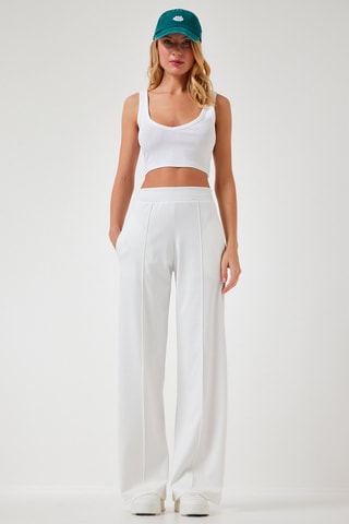 Pantalon palazzo - 
Blanc