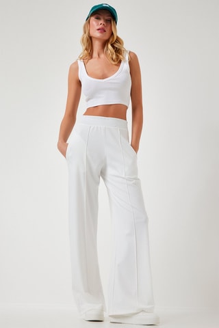Pantalon palazzo - 
Blanc