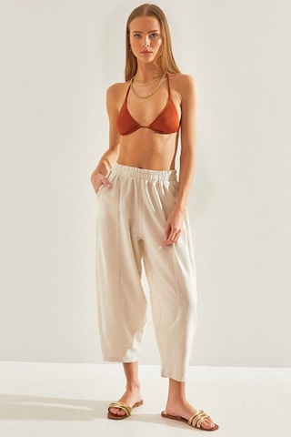 Pantalon 7/8 en lin - Beige