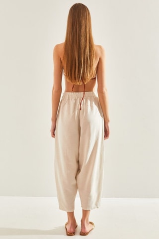 Pantalon 7/8 en lin - Beige